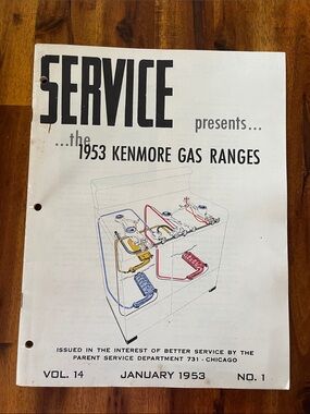 SEARS Jan 1953 Kenmore Gas Range Service Manual Vtg 50s Vol 14 Repair Manual